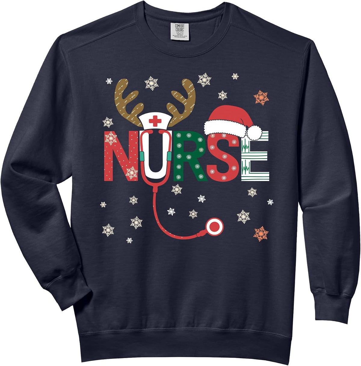 Nurse Christmas Stethoscope Nurses Xmas Comfort Colors Adult Sweatshirt
