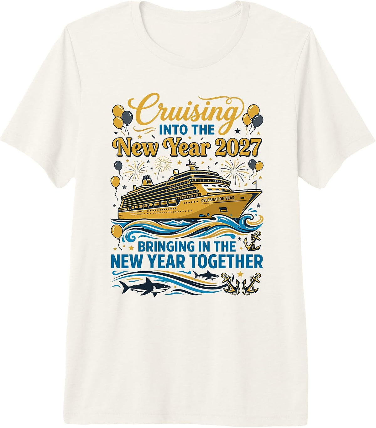 Cruising Into The New Year 2027 Family Vacation Cruise Trip Premium Tri-Blend T-Shirt