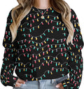 Funny Christmas Lights Women's Sweatshirt Merry Christmas Casual Pullover Colorful Lights Tops Xmas Holiday Tees