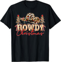 Vintage Leopard Western Cowboy Howdy Christmas Cowgirl Xmas T-Shirt