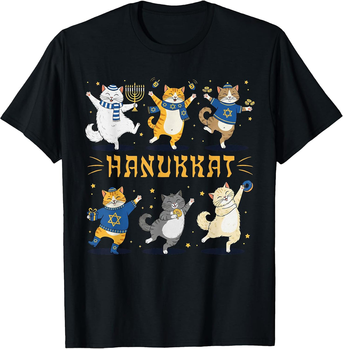 Hanukkat Meowzel Tov Hannukkah Pajamas Chanukah Cat T-Shirt