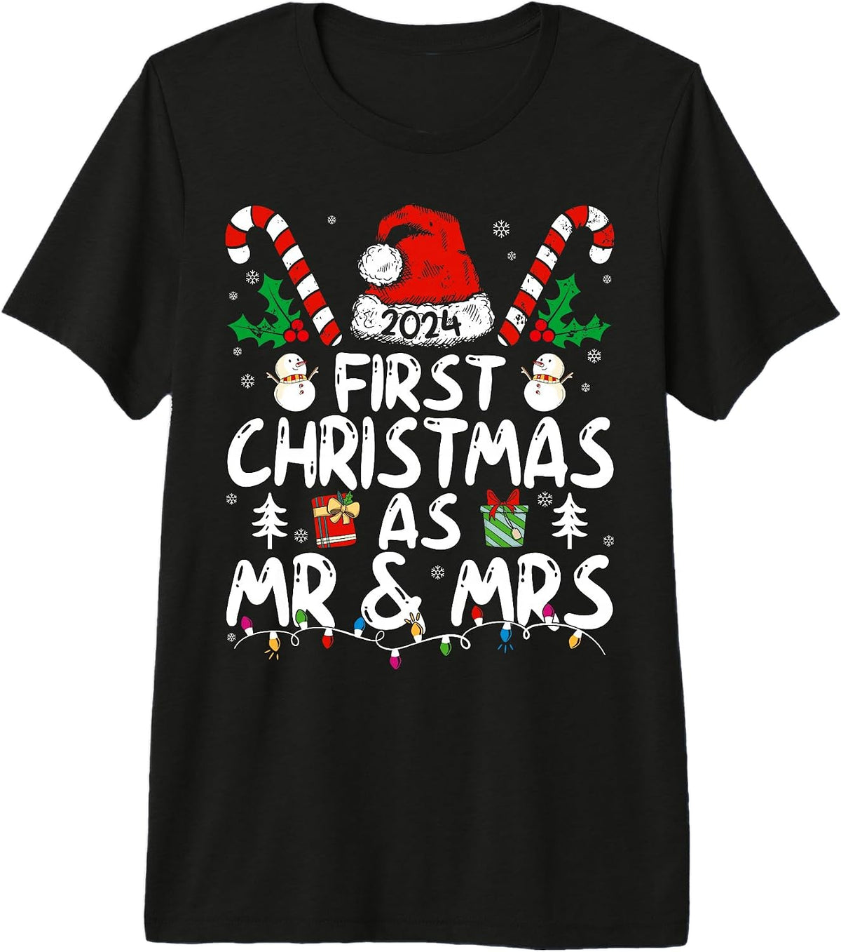 First Christmas As Mr and Mrs 2024 Just Married Couples Wife Premium Tri-blend T-Shirt