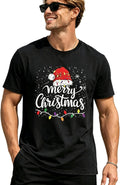 Merry Christmas Gnome Holiday Lights Snow Festive Graphic Short Sleeve T‑Shirt