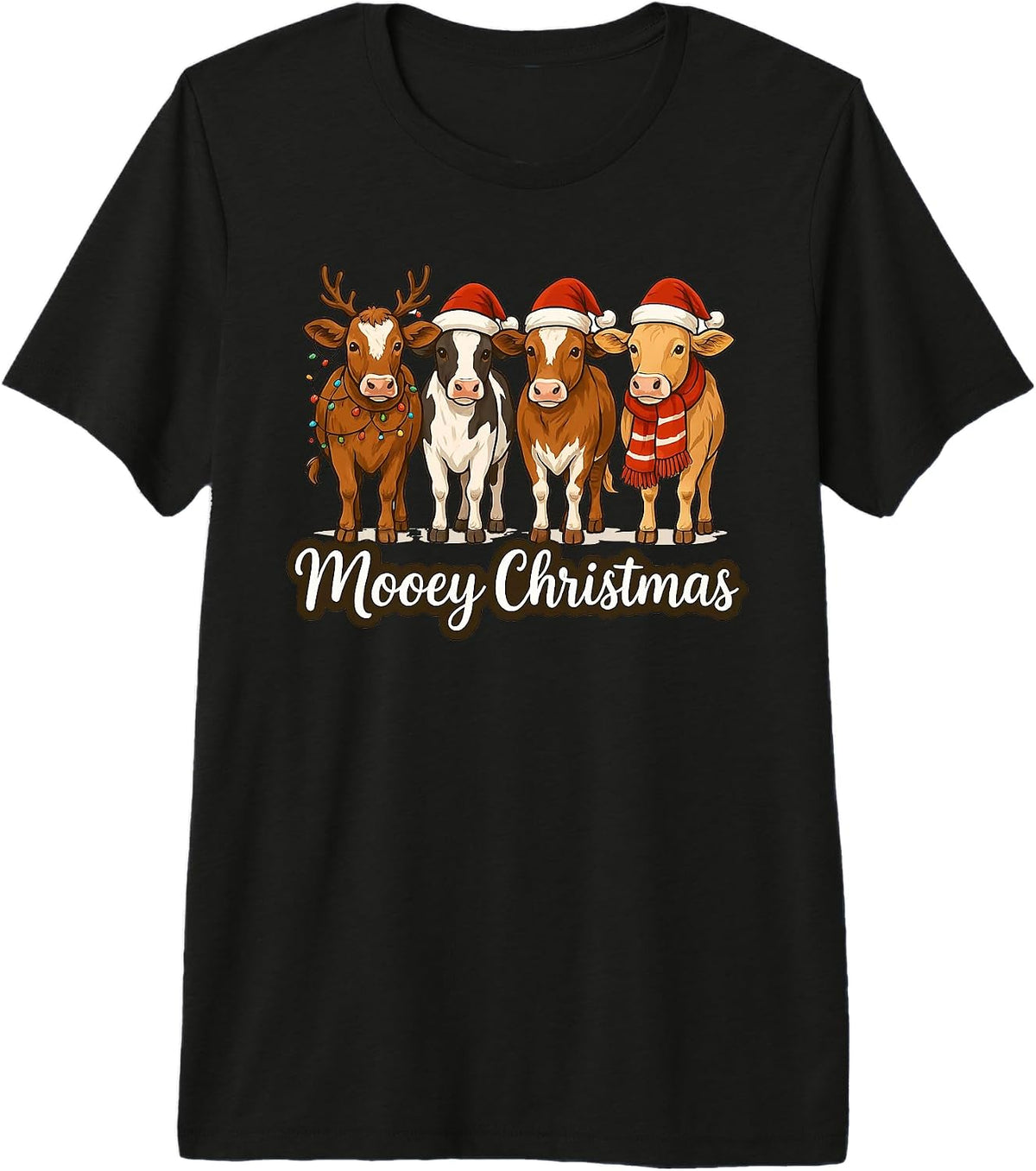 Mooey Christmas Cowgirl Xmas Funny Western Christmas Cow Premium Tri-Blend T-Shirt