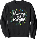 Christmas Merry And Bright Holiday Lights Script Sweatshirt