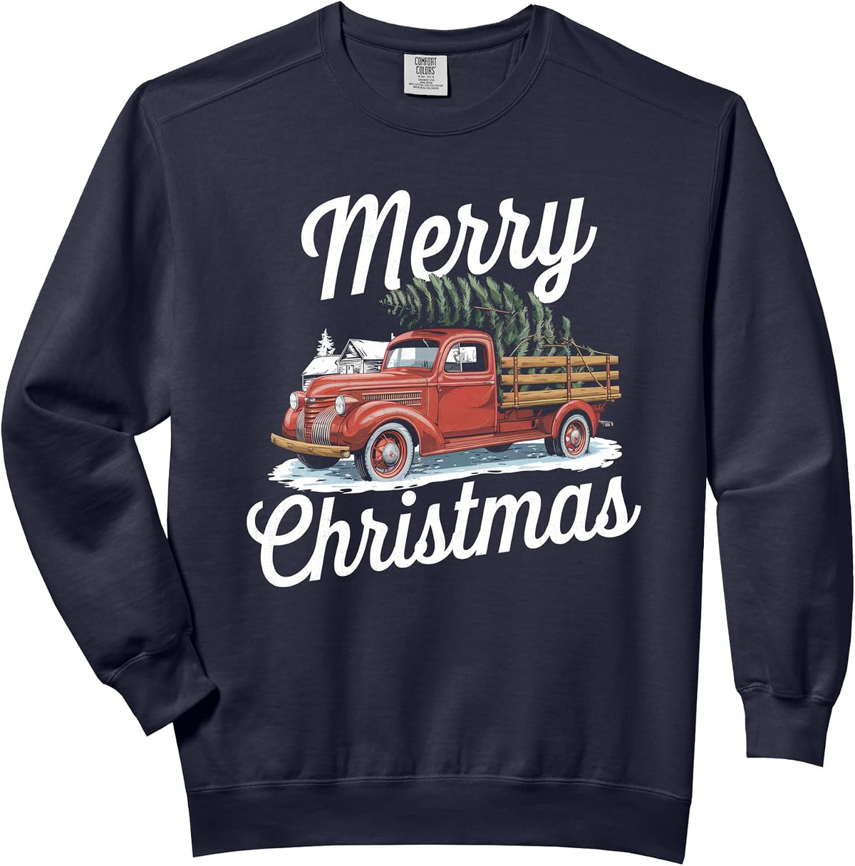 Merry Christmas Truck Xmas Tree Xmas Light Men Women Kids Comfort Colors Adult Sweatshirt