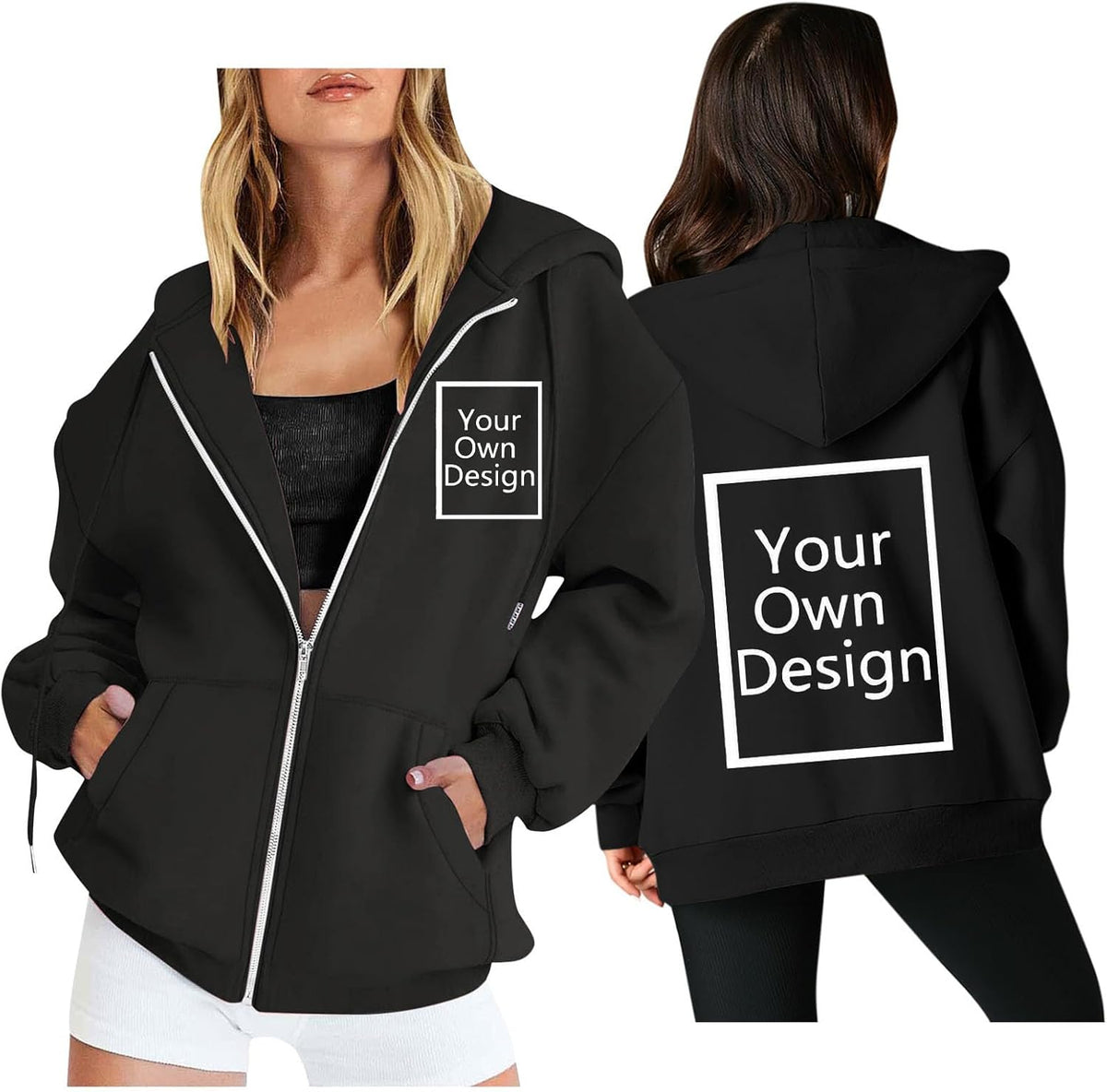 Custom Jackets Design Your Own Full Zipper Hooded Sweatshirt Custom Sweatshirt T Shirts Add Your Own Text or Picture