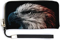 Bald Eagle with The Words 250th PU Leather Clutch Long Bifold Wallet, Coin Purse Credit Pass Case, Durable Card-Holder Money Storage for Women Men
