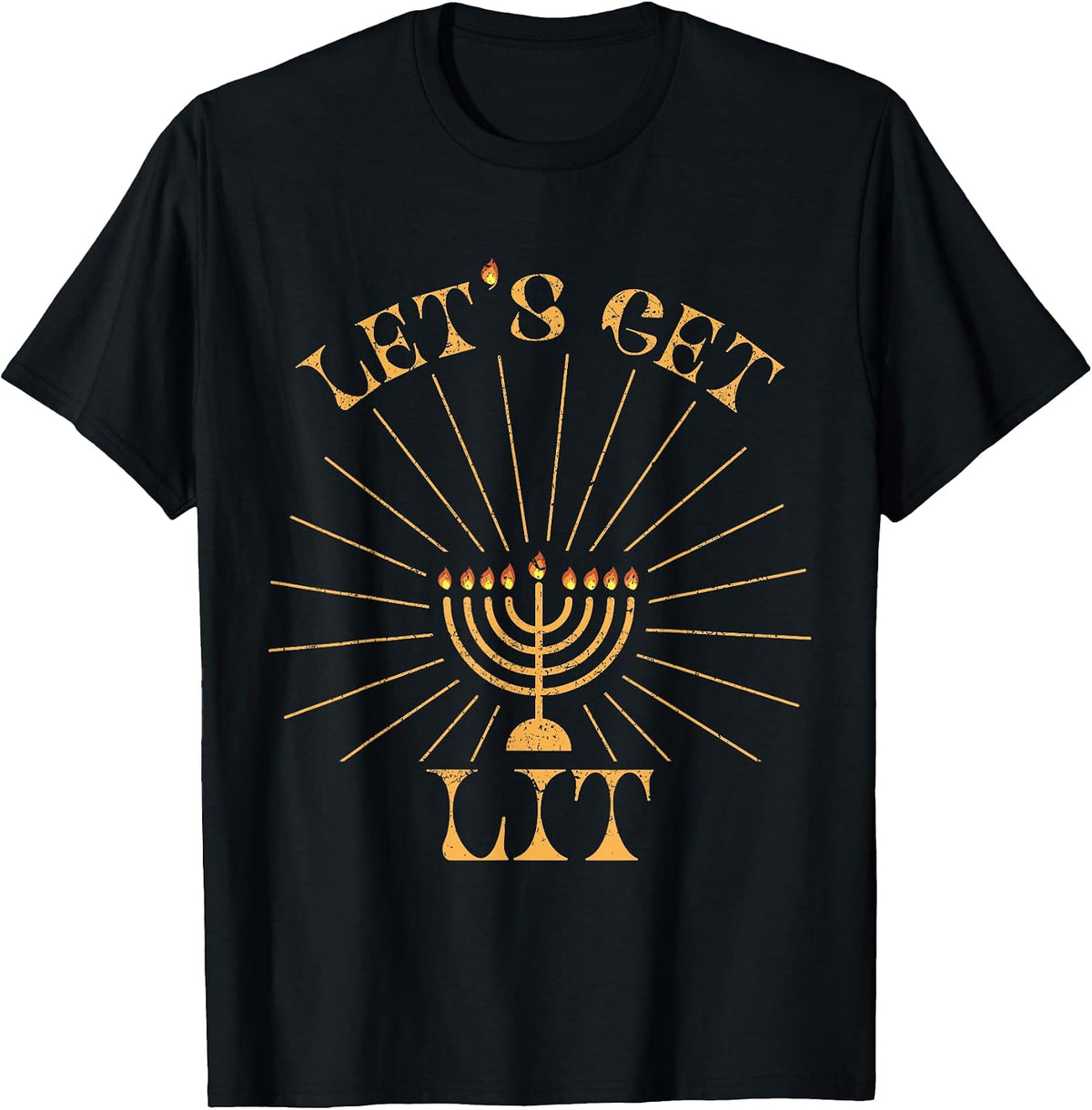 Let's Get Lit Happy Hanukkah Funny Menorah Jewish T-Shirt