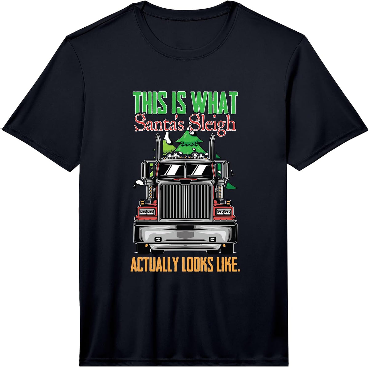 Mens Trucker Santa Xmas Truck Driver Merry Trucking Christmas Performance T-Shirt