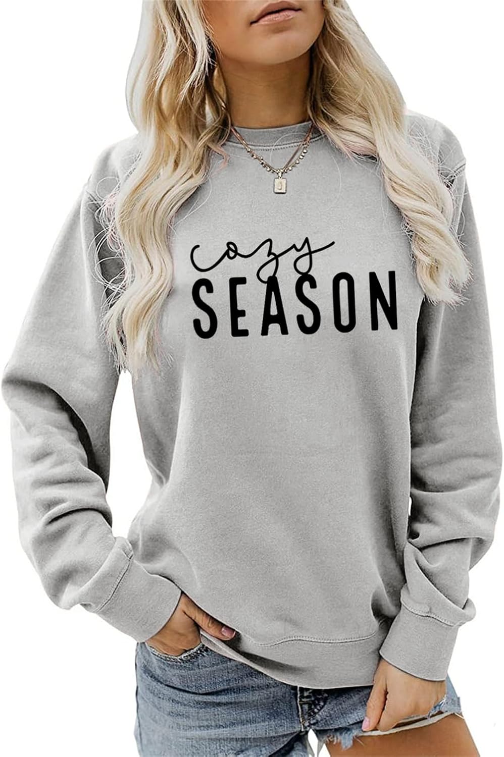 Cozy Season Sweatshirt, Get Cozy Sweater Women Crewneck Pullover Tops Funny Winter Sweater Weather Shirt