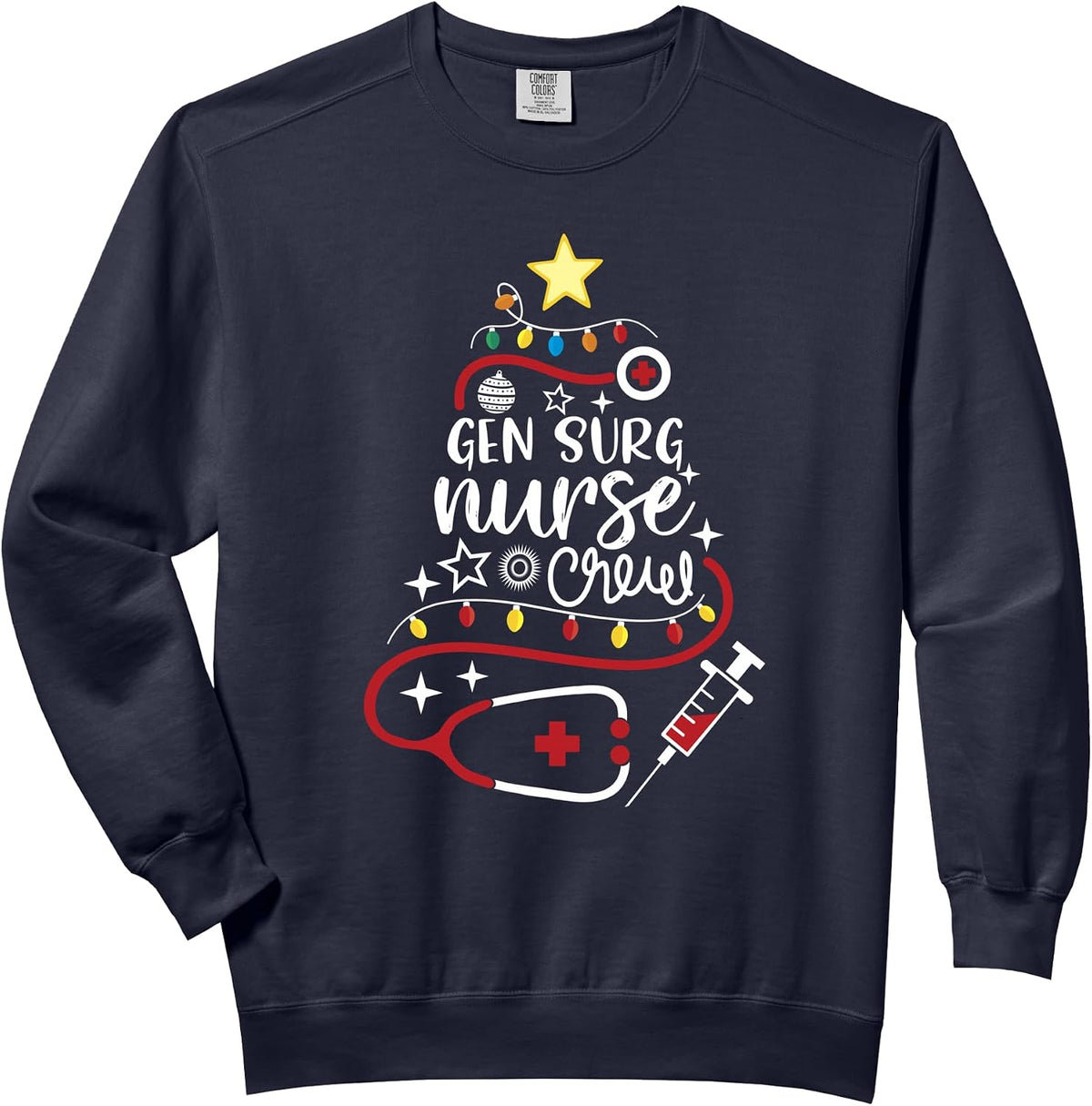 Merry Christmas Theatre NP CNA RN Gen Surg Nurse Crew Comfort Colors Adult Sweatshirt