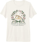 Merry and Married Our First Christmas Holiday Newlyweds Xmas Premium Tri-Blend T-Shirt