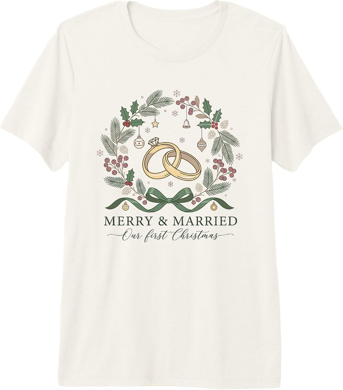 Merry and Married Our First Christmas Holiday Newlyweds Xmas Premium Tri-Blend T-Shirt