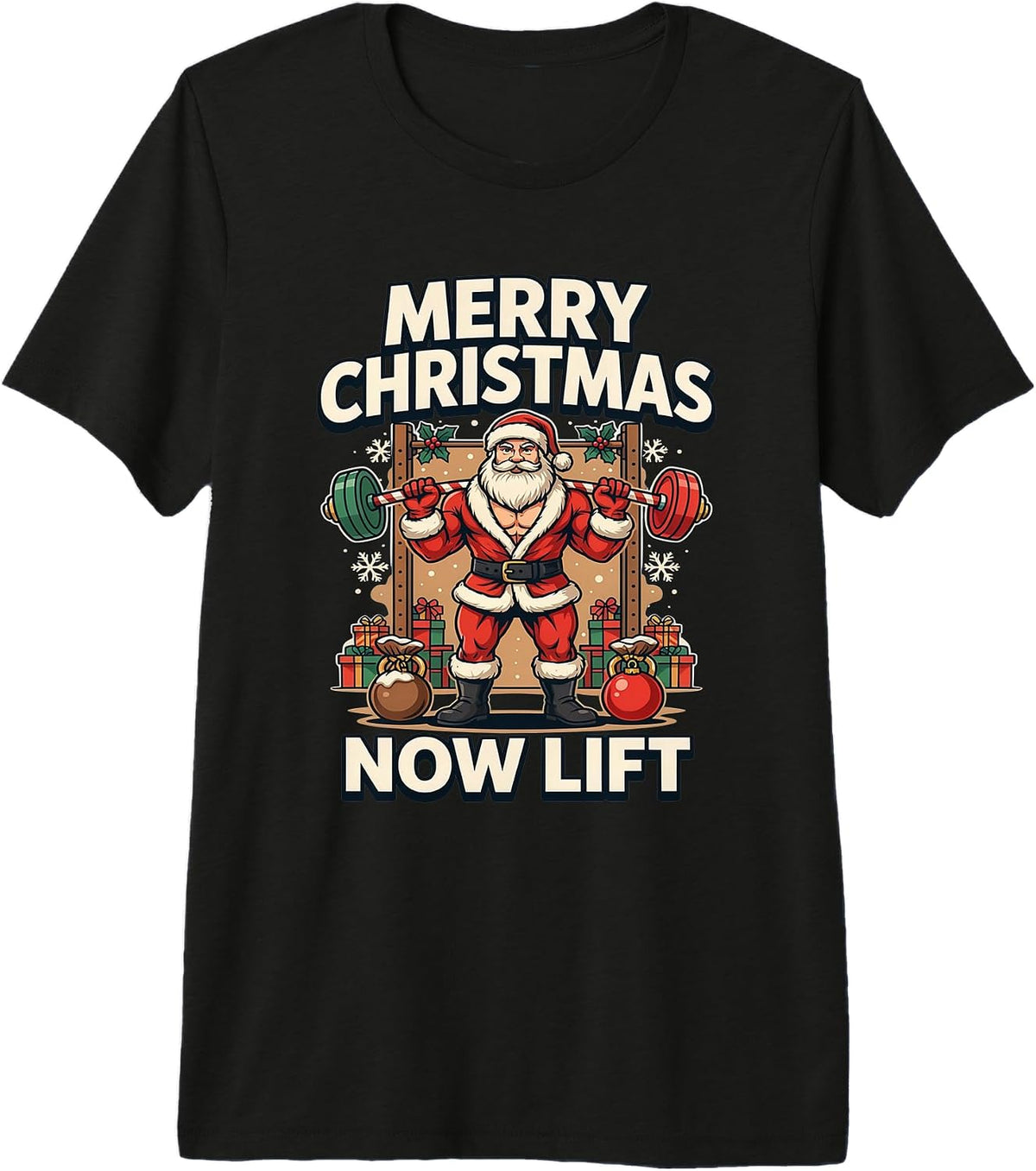 Funny Santa Claus Gym Merch | Christmas Weightlifting Meme Premium Tri-Blend T-Shirt
