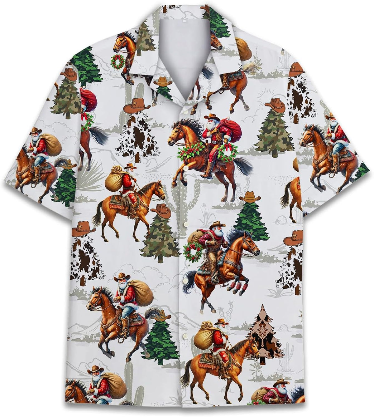 Holiday Hawaiian Shirt for Men Women Christmas Hawaiian Shirts Festive Summer Beach Short Sleeve Button Down