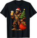 Funny Big Foot Santa Hat Drink Christmas Tree Xmas Men T-Shirt