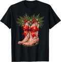 Coquette Cowgirl Boots Christmas Vintage Western Holiday T-Shirt