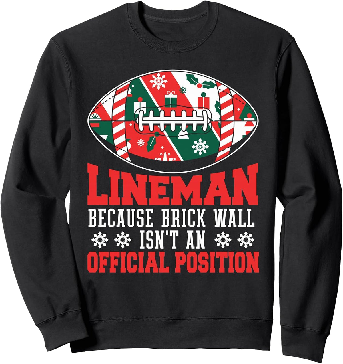 Christmas Football Lineman Funny Brick Wall Sweatshirt