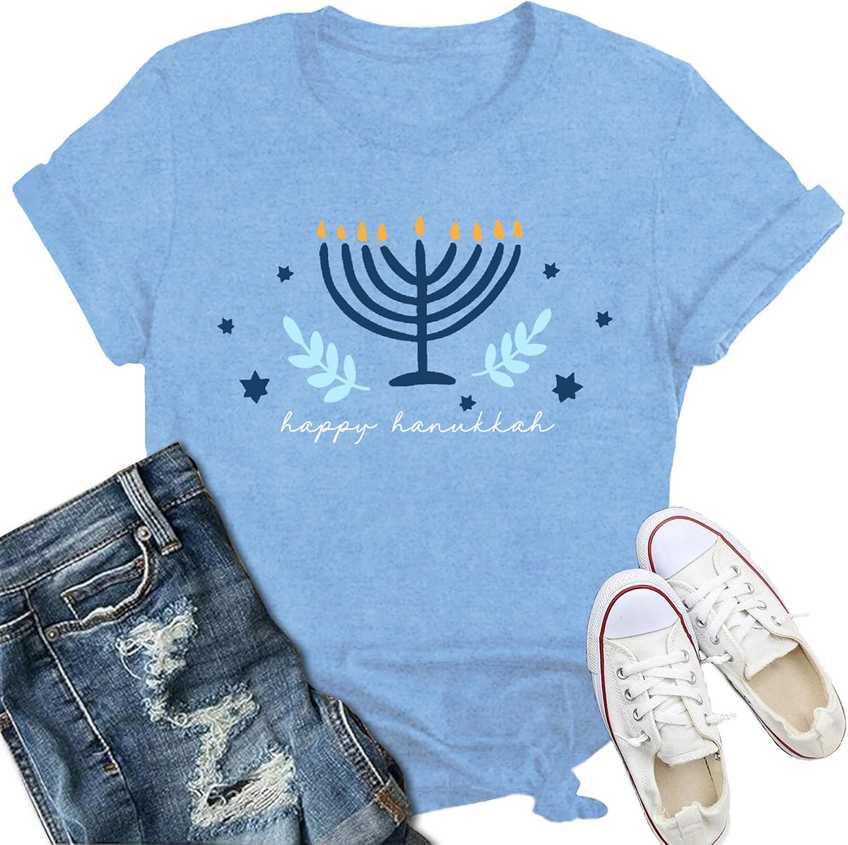 Hanukkah Shirt for Women Menorah Happy Hanukkah Chanukah Tee