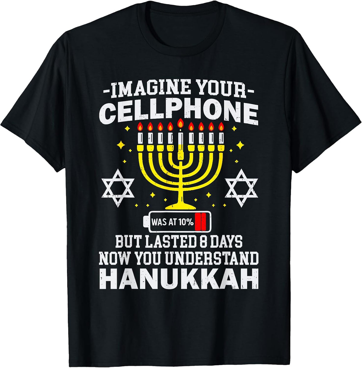 Hanukkah Imagine Your Cellphone Jewish Menorah Chanukah T-Shirt
