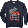 Festive Merry Christmas Tree Red Truck Comfort Colors Adult Sweatshirt