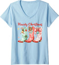Womens Retro Howdy Christmas Western Cowboy Boots Cowgirl Holiday V-Neck T-Shirt