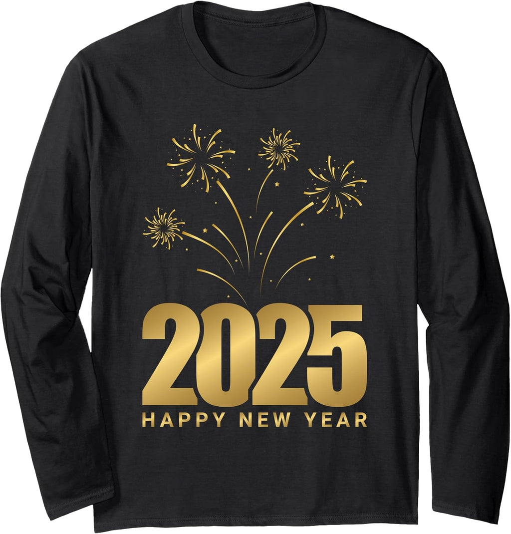 Happy New Year 2025 Family Matching Fireworks New Year Eve Long Sleeve T-Shirt