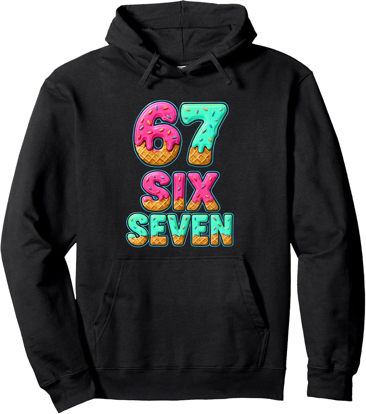 67 Ice Cream Drip Baseball Six Seven Funny 6-7 Meme Teen Boy Pullover Hoodie