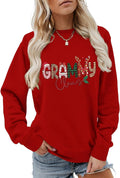 Grammy Claus Sweatshirt for Women Grandma Santa Cozy Holiday Festive Graphic Pullover for Christmas Winter Top
