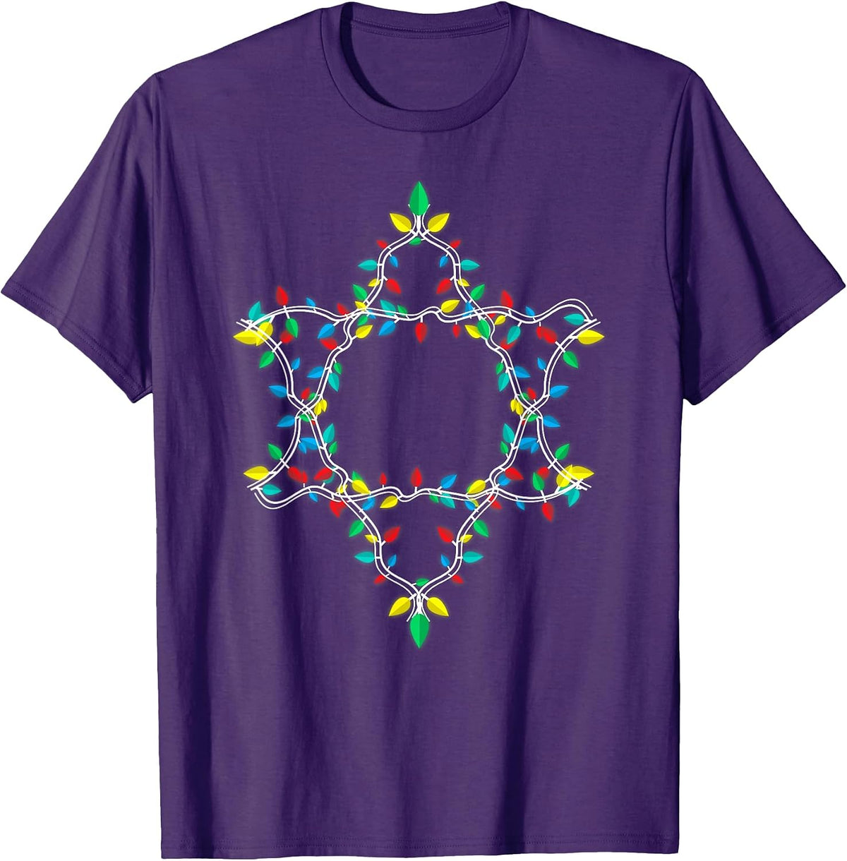 Hanukkah Christmas Lights Star of David Funny Jewish Holiday T-Shirt
