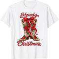 Cowgirl Howdy Christmas Cowboy Boots Poinsettia Country Rope T-Shirt