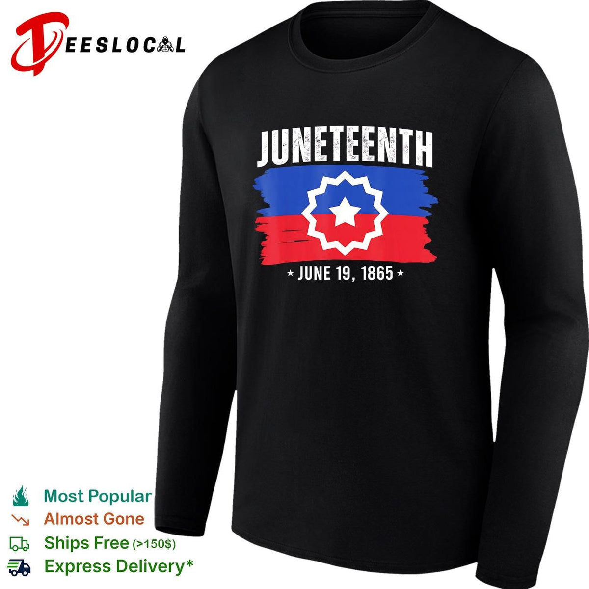 Juneteenth June 19 1865 star of freedom badge poster shirt Unisex