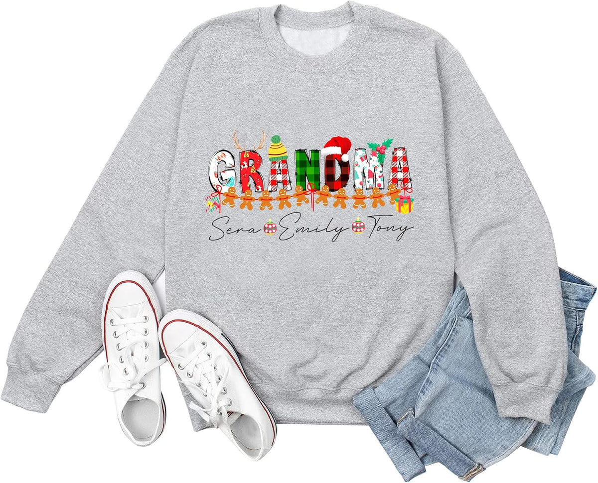 Grandma Christmas Sweatshirt for Women Cute Graphic Casual Fall Winter Long Sleeve Crewneck Pullover Tops Funny Gift