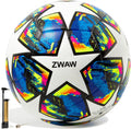 ZWAW Size 5 Soccer Ball, Waterproof PU Leather, Official Match Ball, with Pump & Needles Unisex