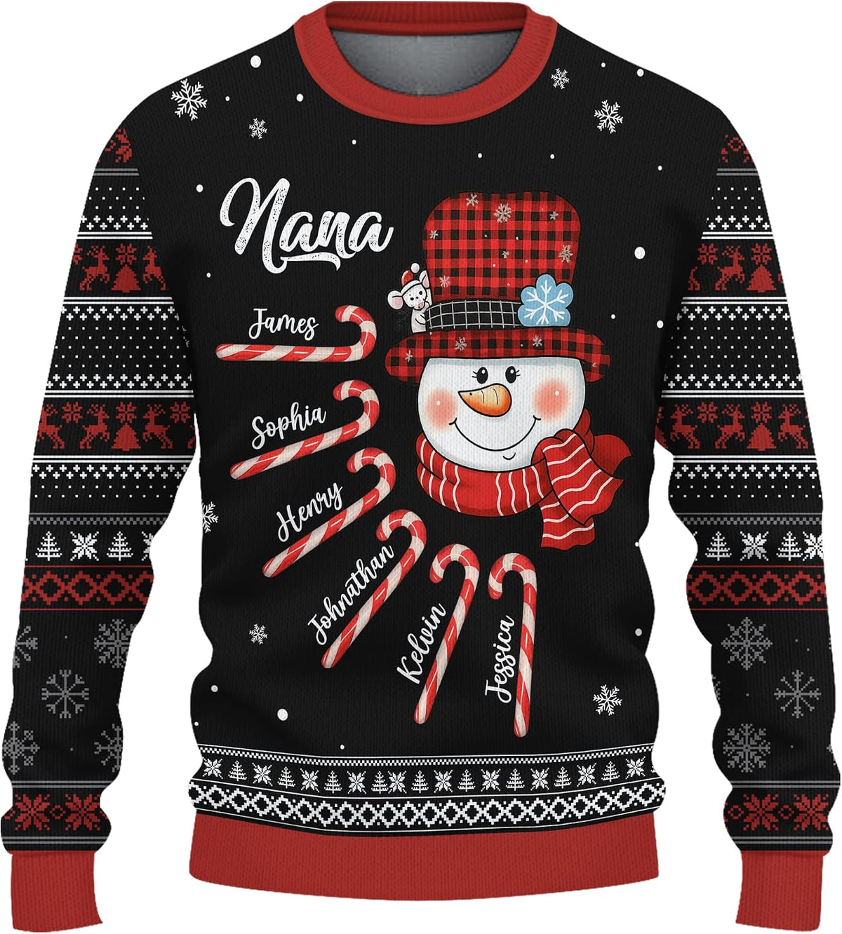 Personalized Grandma Christmas Sweatshirt – All-Over Print Ugly Sweater Mama, Women, and Families, Ideal