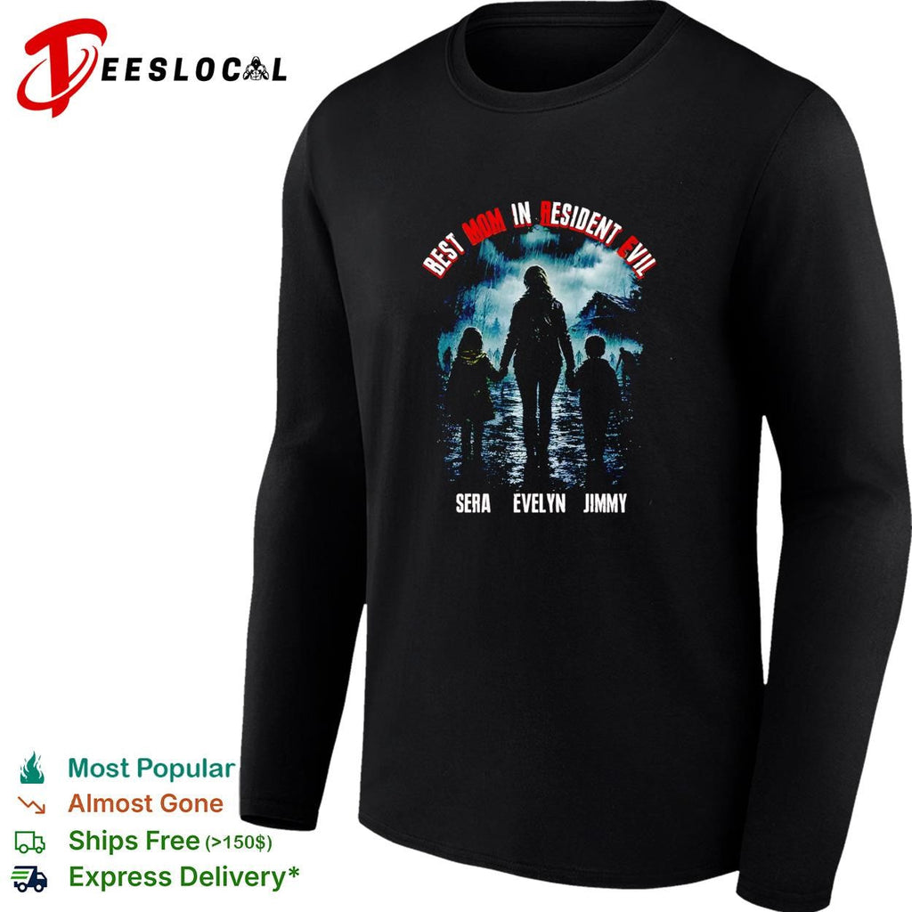 mom in Resident Evil family silhouette walking in the rain poster shirt Unisex