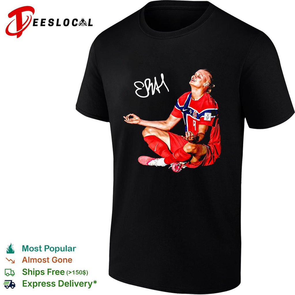 Erling Haaland Norway number 9 meditation celebration signature poster shirt Unisex