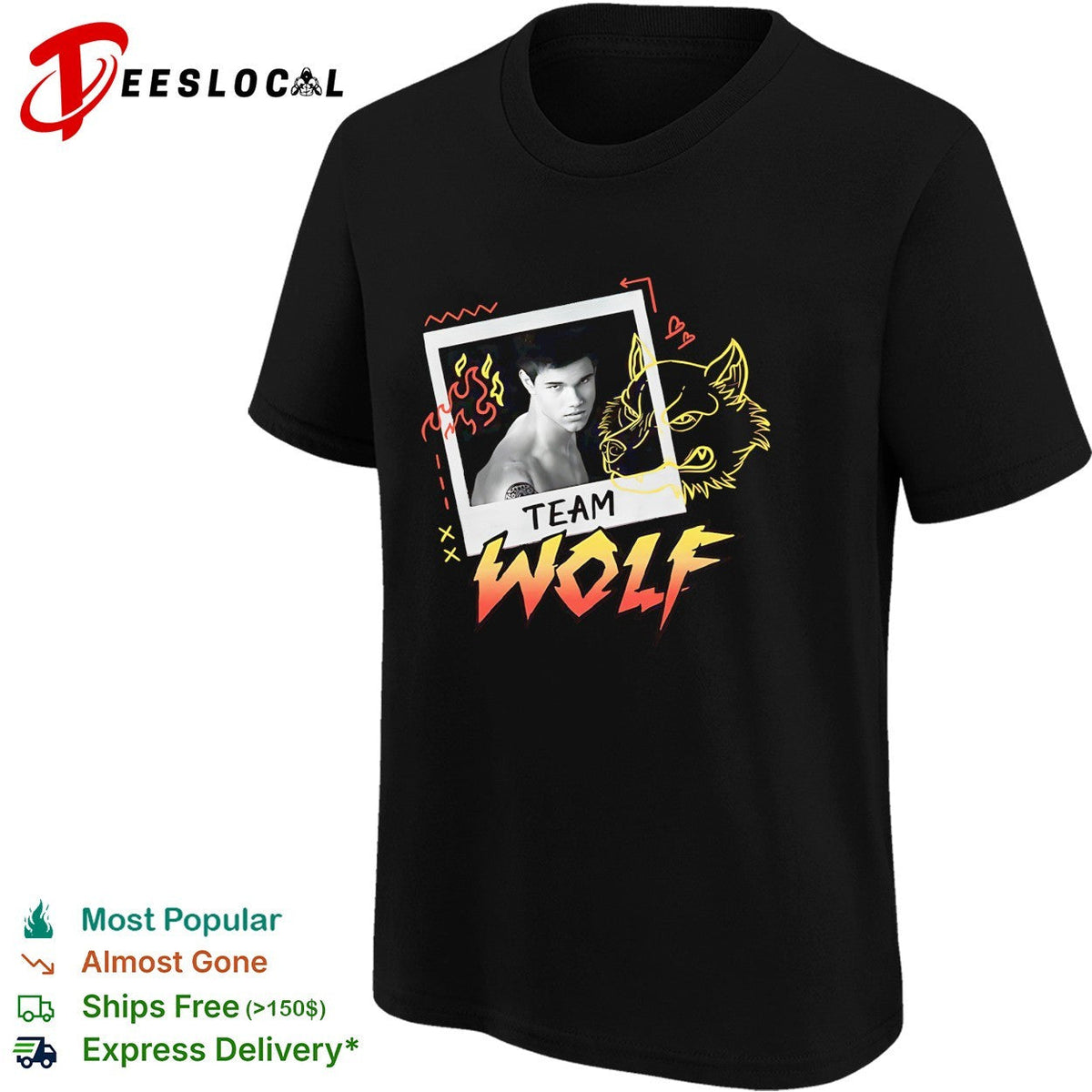 Team Wolf Twilight shirtless werewolf polaroid drawing shirt Unisex