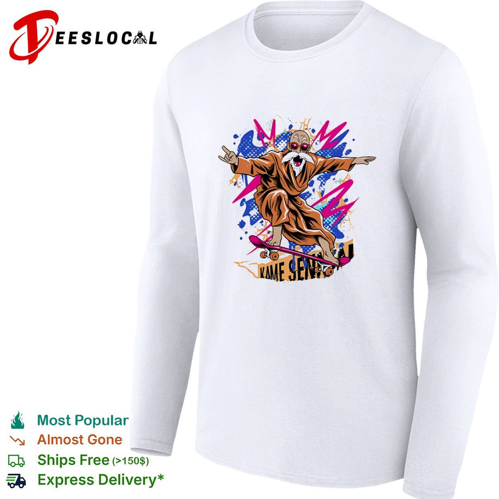 A skateboarding Master Roshi Shaolin Skate Sage shirt Unisex
