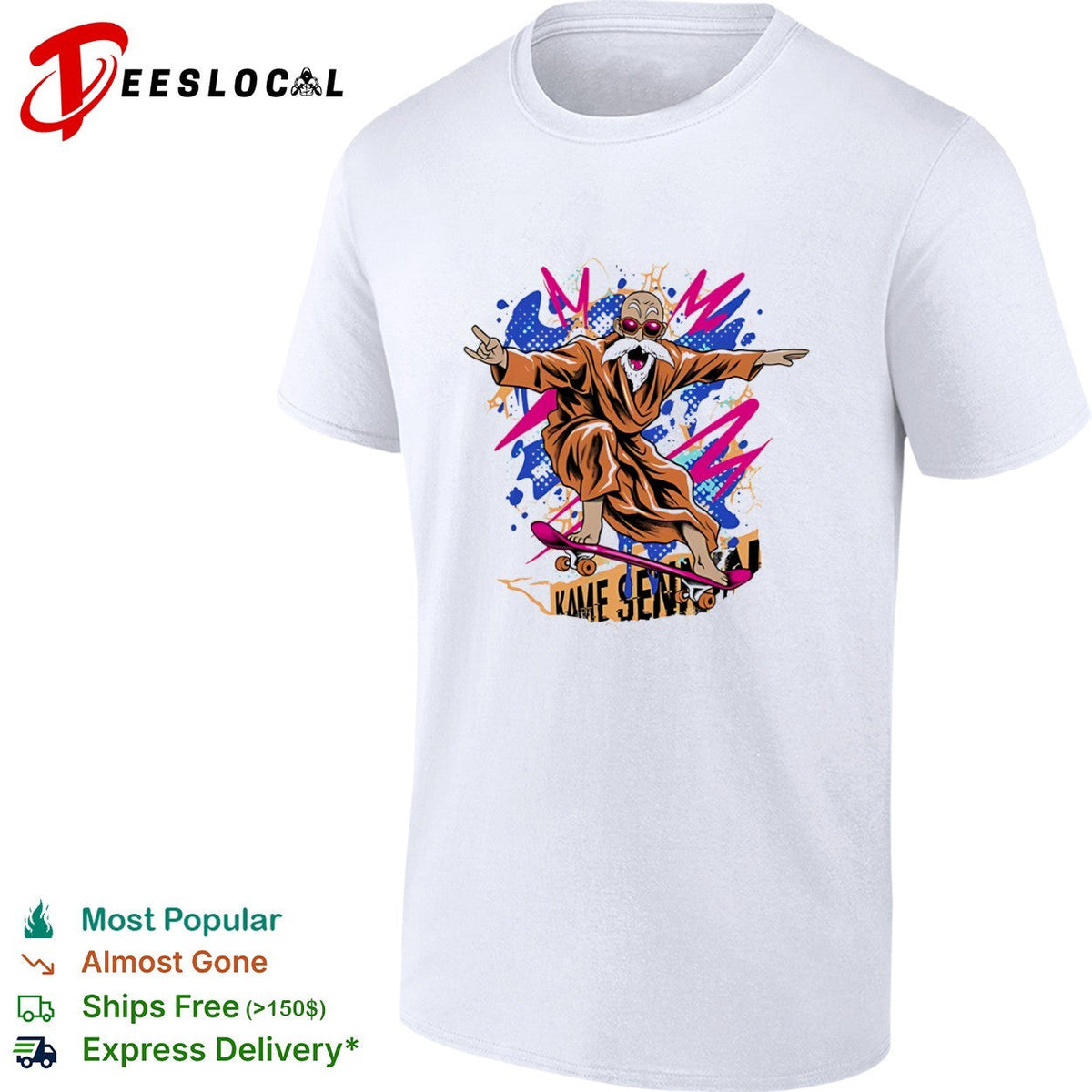 A skateboarding Master Roshi Shaolin Skate Sage shirt Unisex