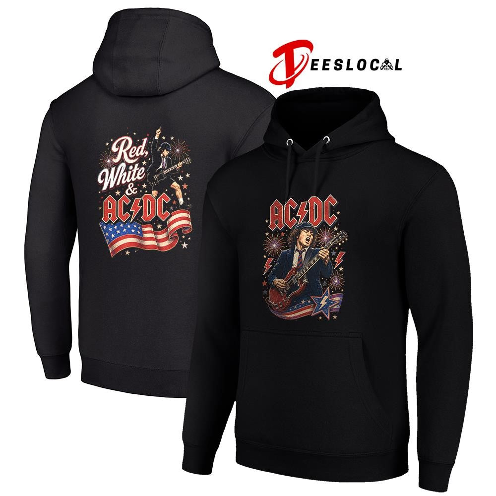 ACDC red white USA flag graphic shirt Unisex