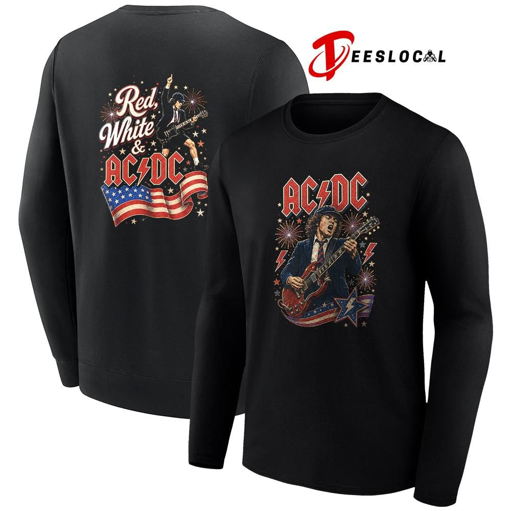 ACDC red white USA flag graphic shirt Unisex