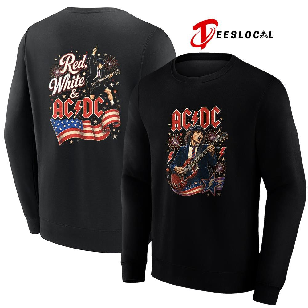 ACDC red white USA flag graphic shirt Unisex