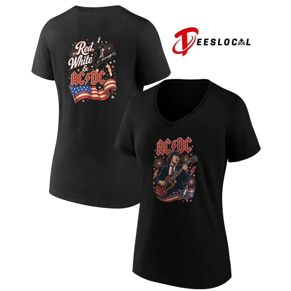 ACDC red white USA flag graphic shirt Unisex