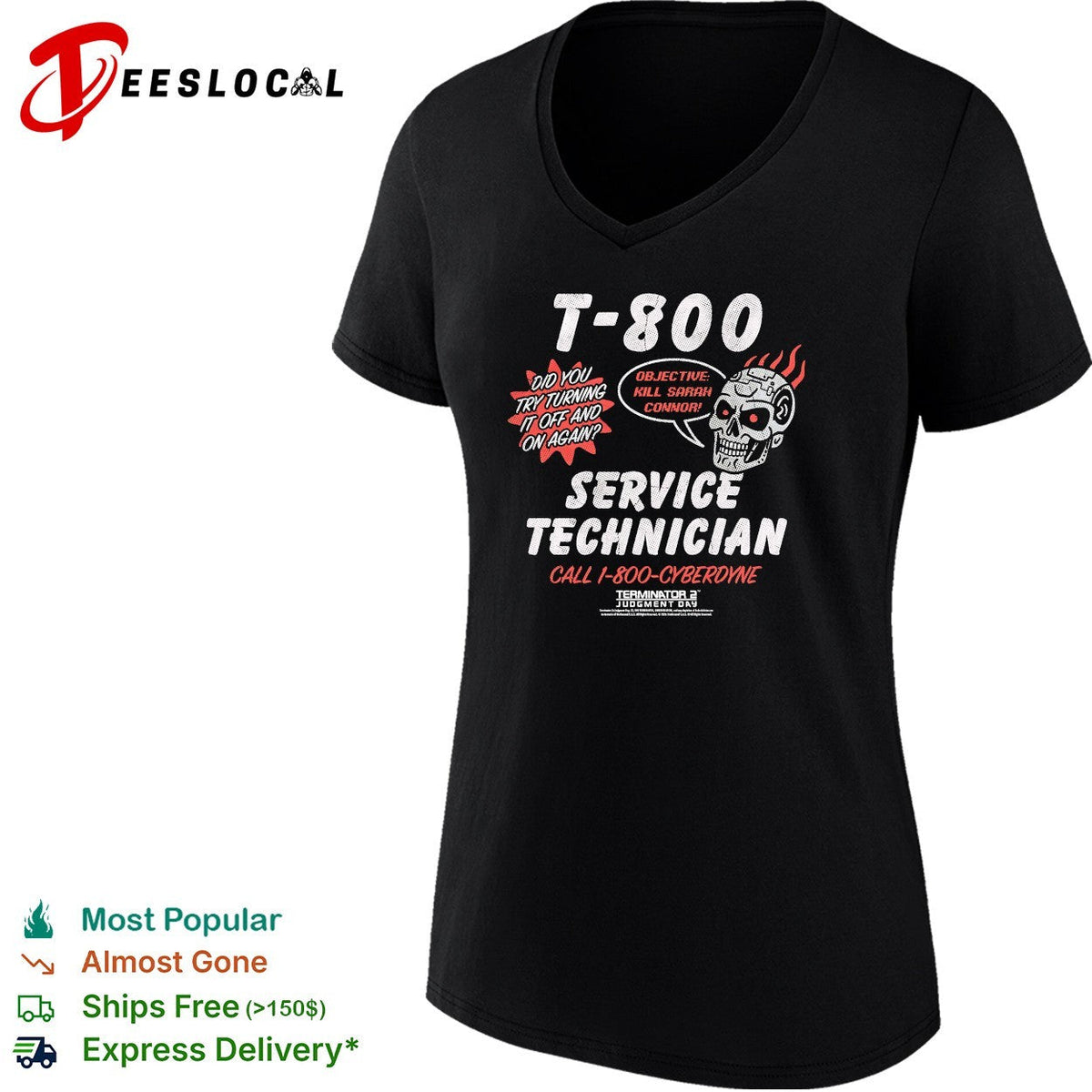 T-800 service technician Terminator 2 Judgment Day skull flames shirt Unisex