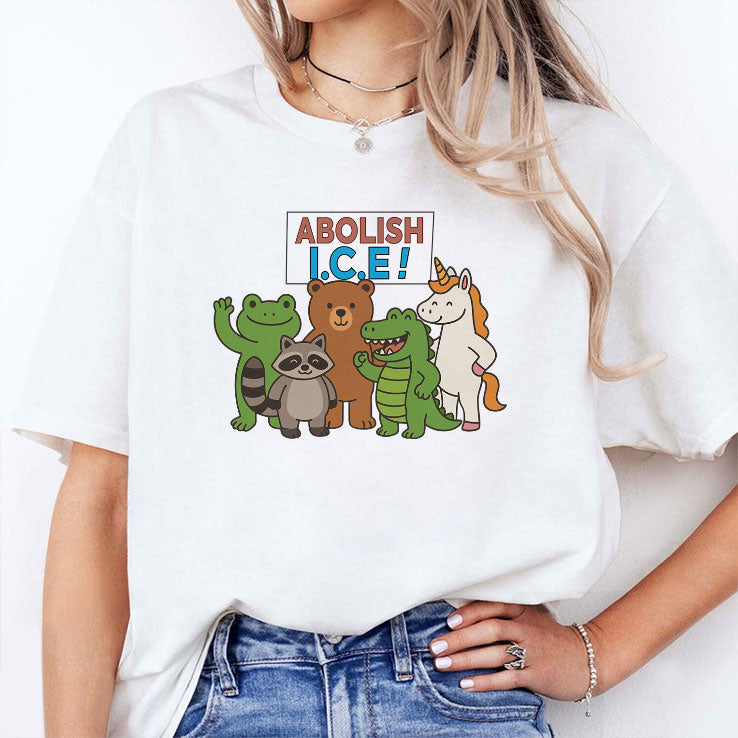 Abolish ICE Frog Unicorn Raccoon Bear Dinosaur Protest T Shirt Unisex