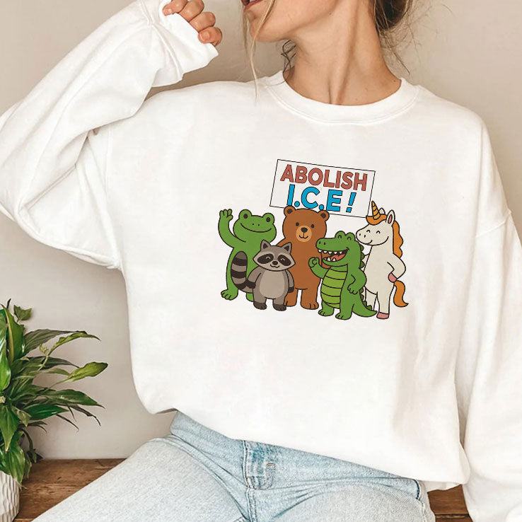 Abolish ICE Frog Unicorn Raccoon Bear Dinosaur Protest T Shirt Unisex