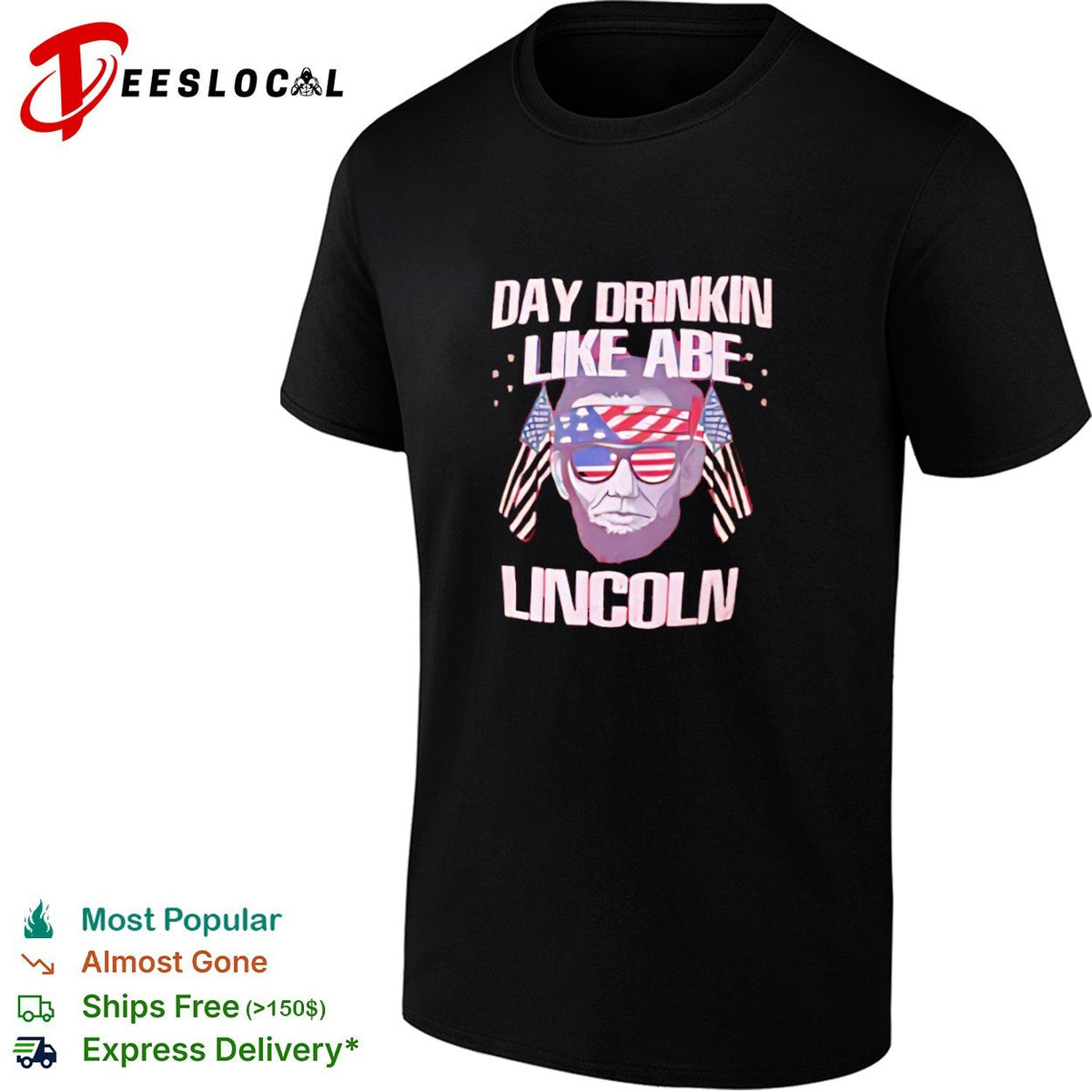 Abraham Lincoln Day Drinkin Like Abe Lincoln American Flag USA shirt Unisex