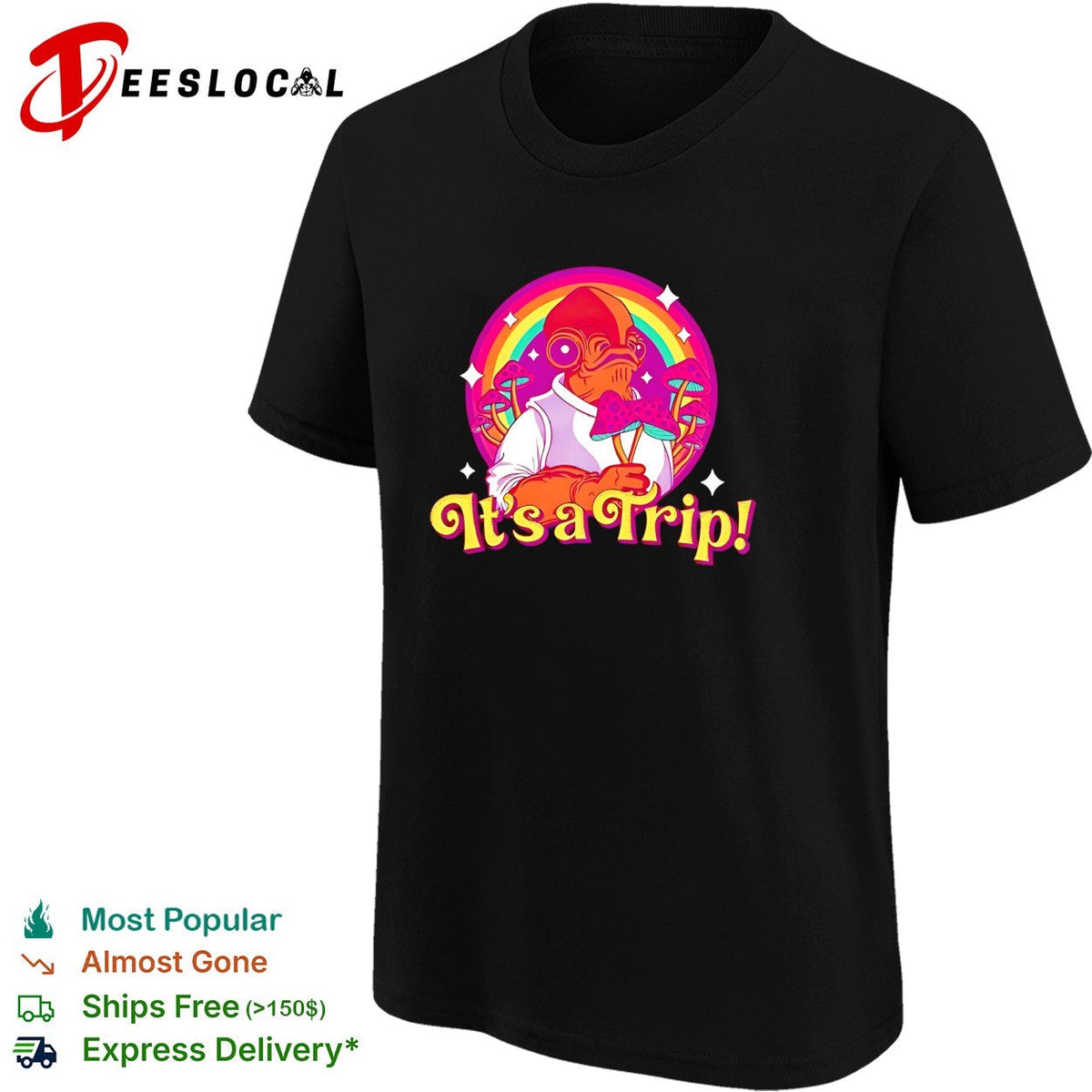 Admiral Ackbar holding mushroom it’s a Trip rainbow vintage shirt Unisex